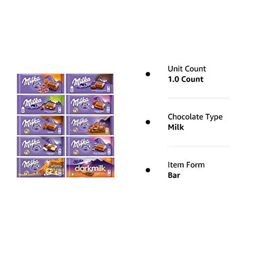 Milka Chocolate Assortment Variety .. Pack of 10 Full .. Size Bars - Randomly .. Selected No Duplicates