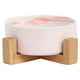 thumbnail image 1 of Plato de cerámica de mármol para gatos y perros con soporte de madera, sin derrames, comida para mascotas, alimentador de agua, gatos, perros pequeños, 1 of 5