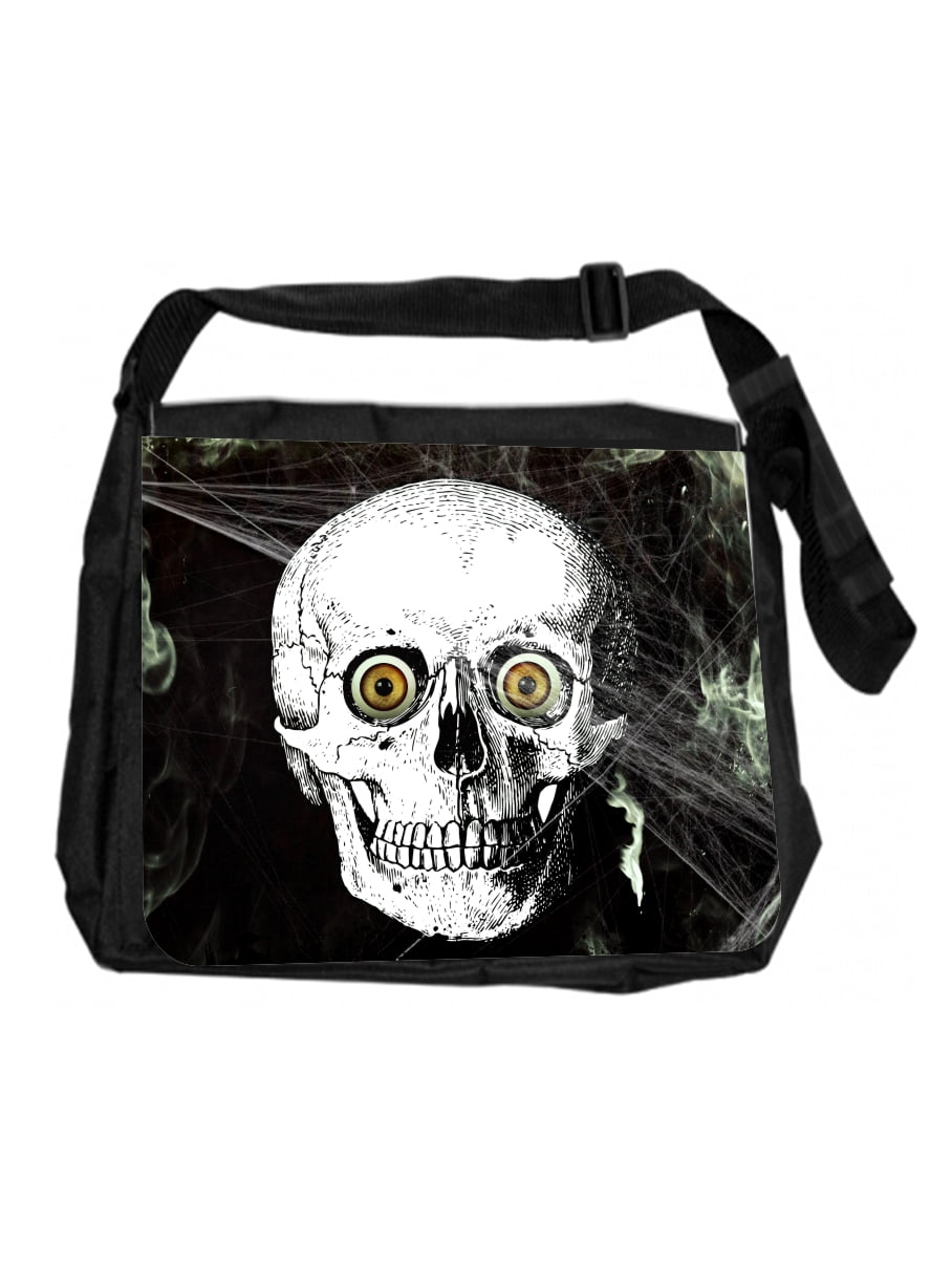 Hand Painted Horror Skull Canvas School Backpack Travel Daypack for Men Women and 13 Inch Laptop Computer with Wide Doctor Style Top Opening Hand Painted Horror Skull Canvas School Backpack Travel Daypack for Men Women and 13 Inch Laptop Computer with Wide Doctor Style Top Opening