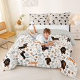 thumbnail image 3 of Homewish Kawaii Dachshund Queen Comforter Set,Dog Paws Comforter Sets Queen,Cream,Woof Print Decor,Light Gray Reversible,3-Piece,1 Comforter and 2 Pillowcases, 3 of 7