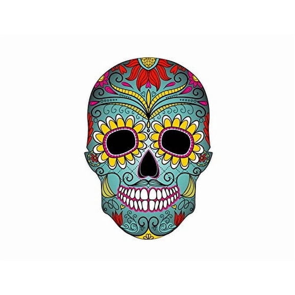 Sugar Skull Colorful Birthday Edible Image Icing Cake Topper for Quarter Sheet Cake, by TNCT