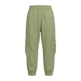 thumbnail image 3 of Summer Boys Girls Cargo Pants Elastic Waist with Pockets Green Joggers Hiking Wide Leg Cargo Pants Y2K Street Baggy Trousers 4T, 3 of 8
