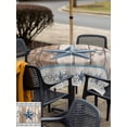 thumbnail image 5 of Outdoor Tablecloths with Umbrella Hole & Zipper, Texas Star Rustic 60x60 Inch Square Tablecloths, Country Blue Berry Brown Wooden Plank Waterproof Table Cloth, Patio/Pool/Picnic Table Covers, 5 of 8
