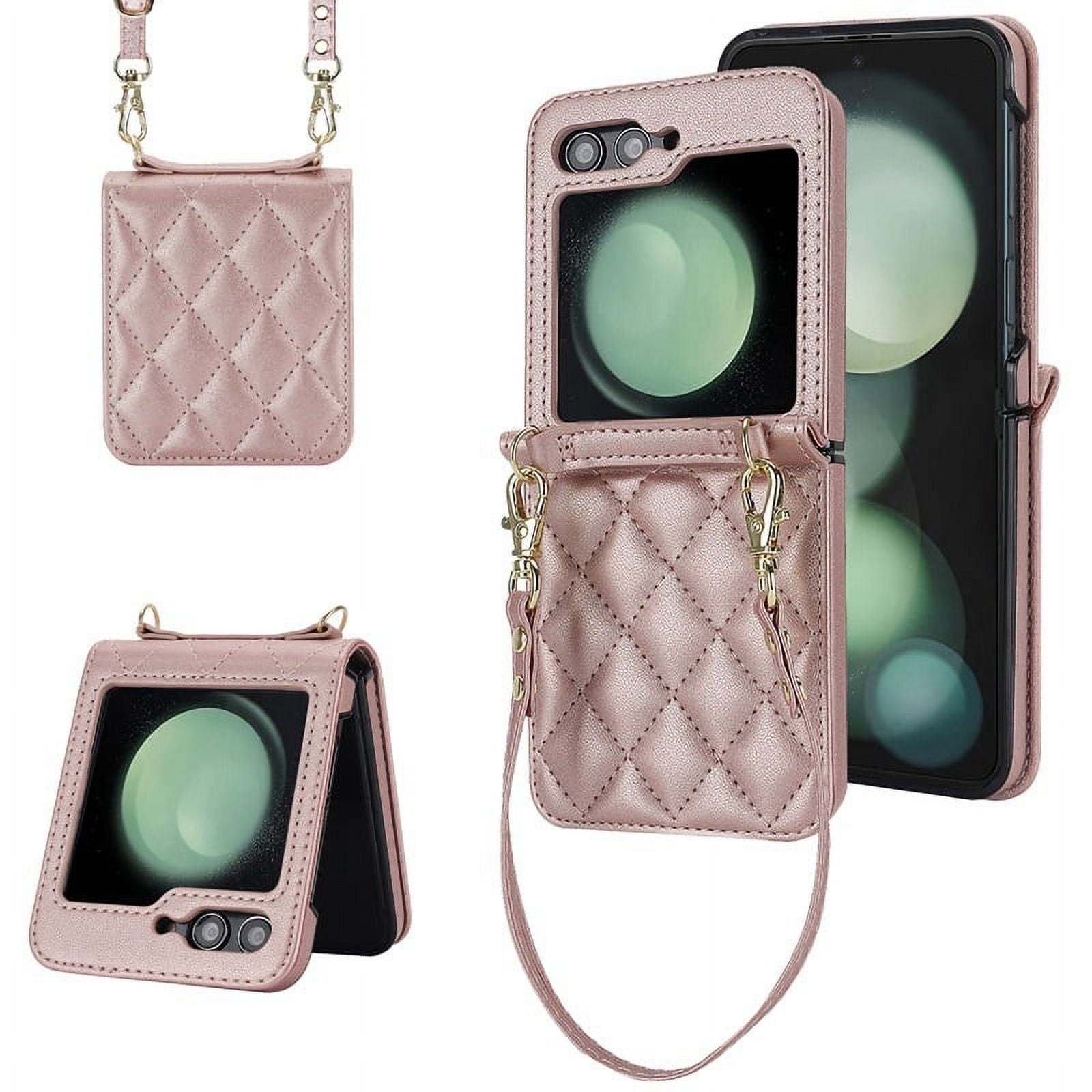Stylish crossbody foldable leather phone case for Samsung Z flip5, protective case