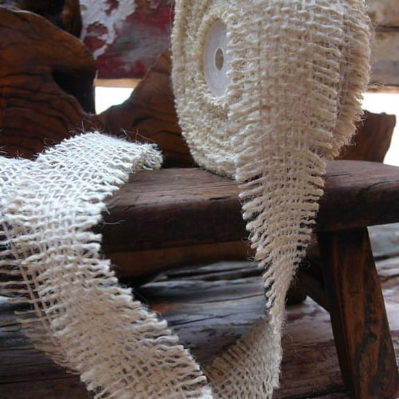 WHITE Burlap Jute Ribbon - 1.5" Wide x 10 Yards