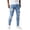 Light Blue, variant on Men Ripped Jeans Slim Fit Straight Leg Denim Pants With Holes Pocket Solid Color Elastic Fitting Small Pants Dark Blue
