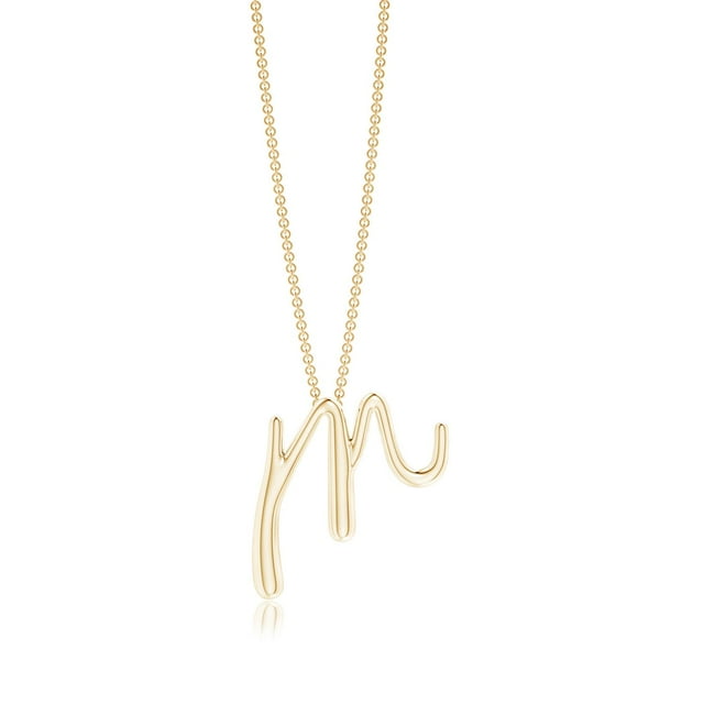 Angara Natural Lowercase "M" Initial Pendant in 14K Yellow Gold for Women