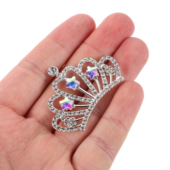 AURARMLET 10Pcs Rhinestone Crown Charms Silver Flatback for Craft and Hair Jewelry