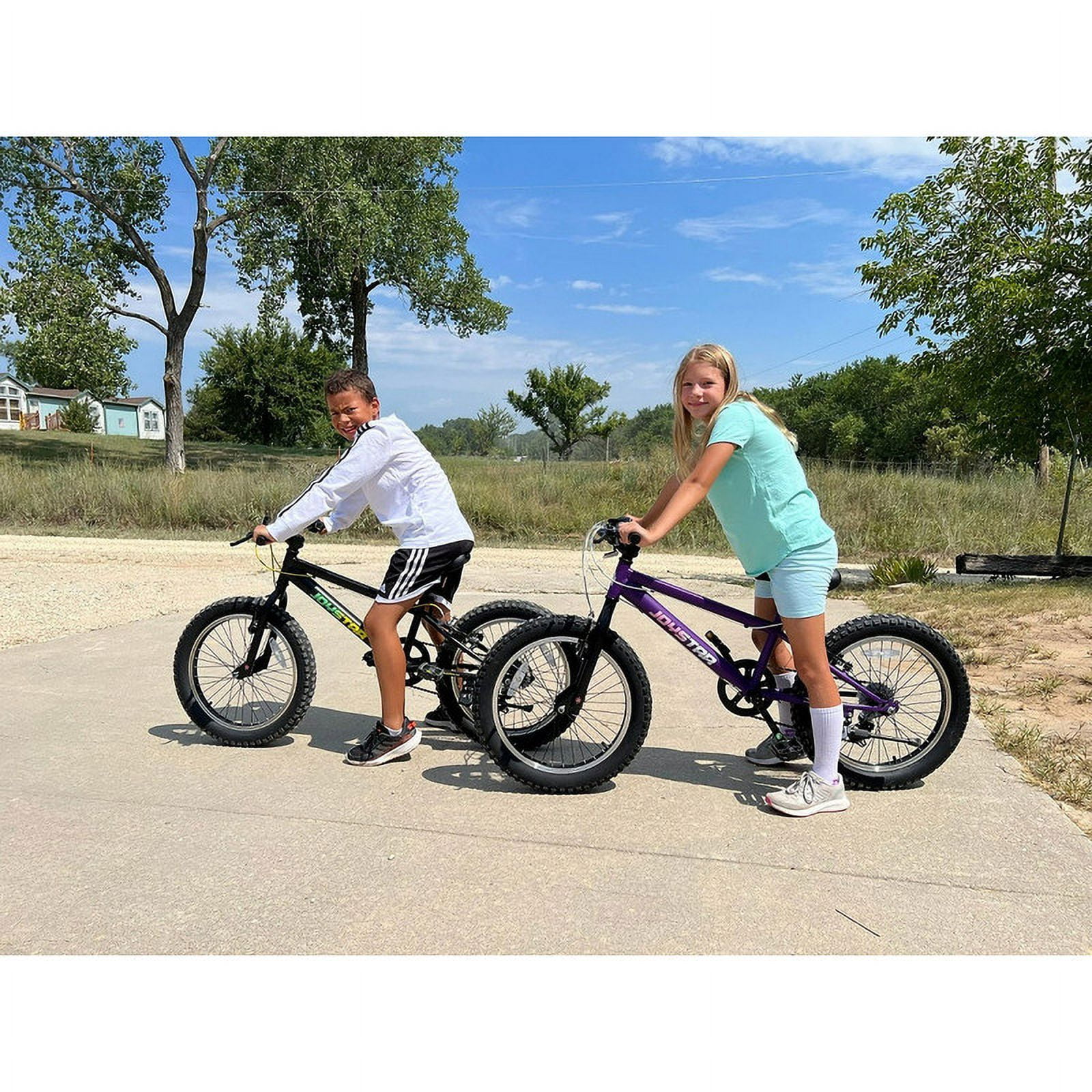 JOYSTAR 20 Inch Mountain Bike for Kids Ages 7 12 Year Old 3 Inch Wide Knobby Tires 7 Speed Shimano Drivetrain Disc Brakes Fat Tire Kids Bicycles for Boys Girls Walmart