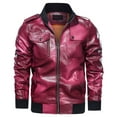 thumbnail image 3 of Munlar Sequin Jacket- Fashion Pure Color Zipper Stand Collar Imitation Leather Lab Coat Men Christmas Winter Coat Clearance, 3 of 8