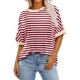 thumbnail image 2 of JGTDBPO Summer Tops for Women Oversized Striped T Shirts Short Sleeve Crewneck Pullover Tops Casual Color Block Loose Basic Tee Shirts 2024 Trendy Clothes, 2 of 5