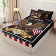 thumbnail image 2 of Manfei Bald Eagle Us Flag Zipper Twin Comforter Sets with Fitted Sheet and 2 Pillowcases,Red Stripes Zipper Bedding Set,Black,Black Reversible,4pcs, 2 of 8