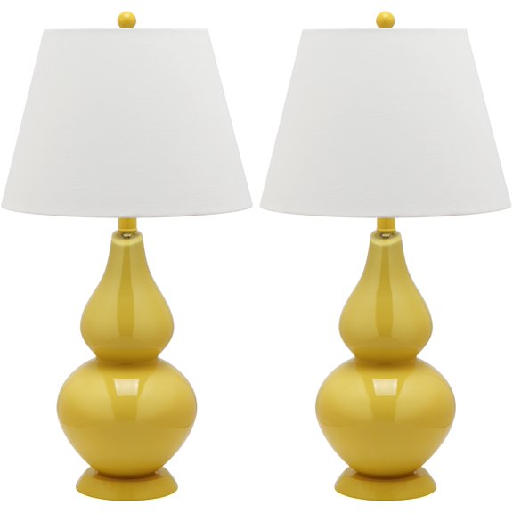 Safavieh 2-Piece Contemporary Table Lamp, Yellow with White Shades (2 Count)