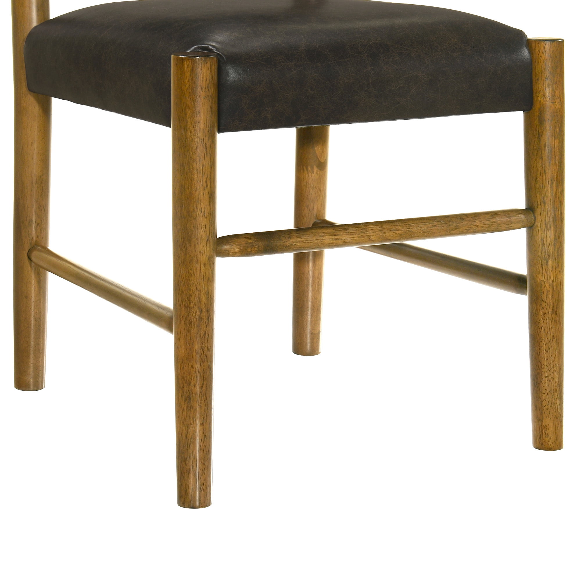 Bennet Modern Wood Dining Chair in Natural Finish with Brown Faux Leather Upholstered Seat - Set of 6