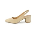 thumbnail image 7 of DARING DIVA Women's Pointed Toe Chunky Heel Pumps Slingback Heel Beige 8.5, 7 of 7