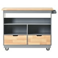 thumbnail image 2 of Kitchen Island Cart with 2 Drawers, Modern Moveable Kitchen Cabinet with 4 Lockable Wheels and 2-Sided Storage, Microwave Cart Bar Cart, Storage Cart Furniture for Kitchen Dining Room, Gray Blue, 2 of 10