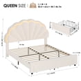 thumbnail image 4 of Homfa Queen Size Bed Frame with LED Lights & Storage Drawers, Upholstered Platform Bed with Adjustable Petal Headboard, Off White Velvet, 4 of 8