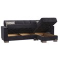 thumbnail image 2 of PrimeNest NimbusFlow Black Microfiber Upholstered Convertible Chaise Lounge with Storage - 3 Seat, 1000lb Capacity, Click-Clack Sleeper (80.3" x 68.8" Bed), Turkish Made, Modern Living Room Furniture, 2 of 9