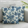 thumbnail image 3 of Nawypu Blue Floral Pillow Covers Rustic Light Blue Green Chinoiserie Flowers Leaves Birds Print Decorative Outdoor Pillowcases Farmhouse Holiday Throw Cushion Cases Decor for Couch Sofa Bed, 3 of 5
