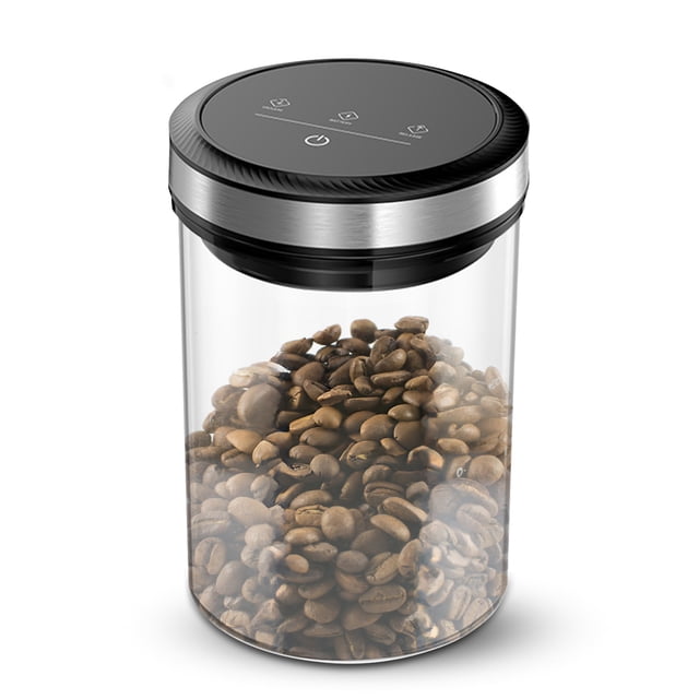 Vacuum Coffee Canisters with Airtight Lids 33Кра Auto Vacuum and Stop Touch Screen Storage Jar 1.6L/54oz Food Grade Glass Dishwasher Safe Multifunctional Food Vacuum Storage Container