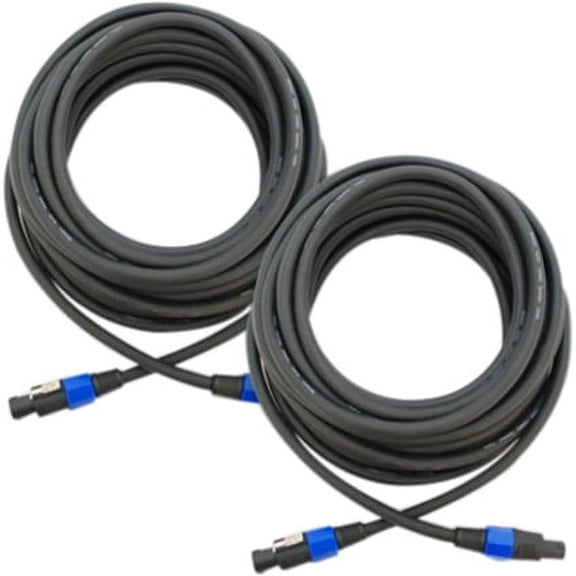 Seismic Audio (2) 50' SPEAKON SPEAKER CABLE 4 Conductor Black - F12S50Pair