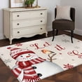 thumbnail image 3 of 3'x5' Area Rugs, Red Christmas Snowman Indoor Outdoor Area Rug for Living Room Bedroom, Xmas Snowflake Birds Washable Bathroom Rugs Kitchen Floor Carpet Mats Home Decor Aesthetic, 3 of 8