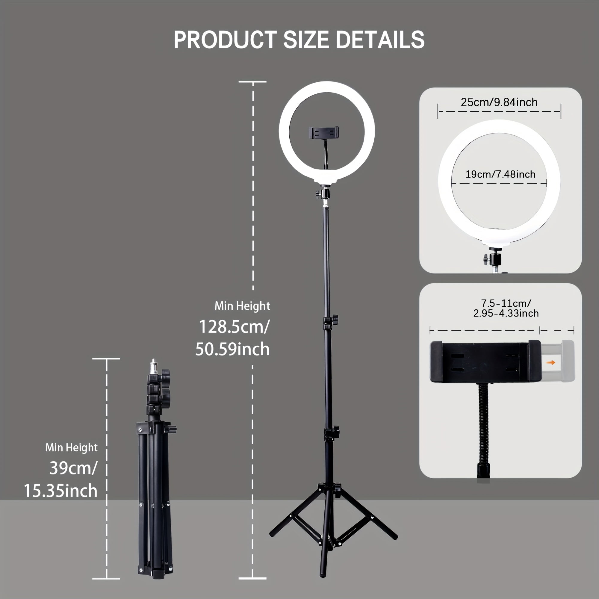 UEGOGO 10-Inch LED Selfie Ring Light with 51-Inch Tripod And Phone Stand, RGB Tone Mode, Stepless Dimming, USB Powered for Live Streaming, Makeup, Cooking Video Recording, Indoor Use