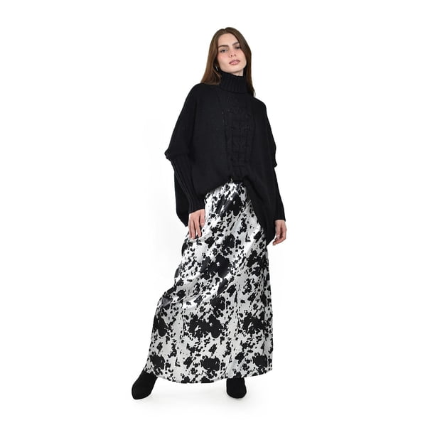 Falda satinada estampado vaca Roman Fashion /Juvenil, 7064 (Negro) negro G