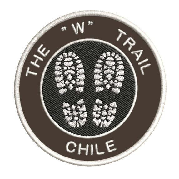 Go Trekking! At The "W" Trail, Chile 3.5 Inch Iron Or Sew On Embroidered Fabric Badge Patch Hiking Trails Iconic Series