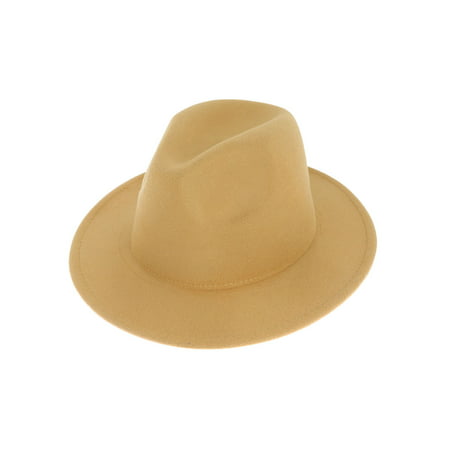 Top Headwear Fashion Wide Brim Felt Fedora Panama Hat - Tan | Walmart (US)