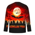 thumbnail image 4 of YOIAVAIOY Halloween Shirts for Men Long Sleeve Print Tee Shirts Spooky Season Sweatshirts Holiday Blouse Tees Red M, 4 of 5