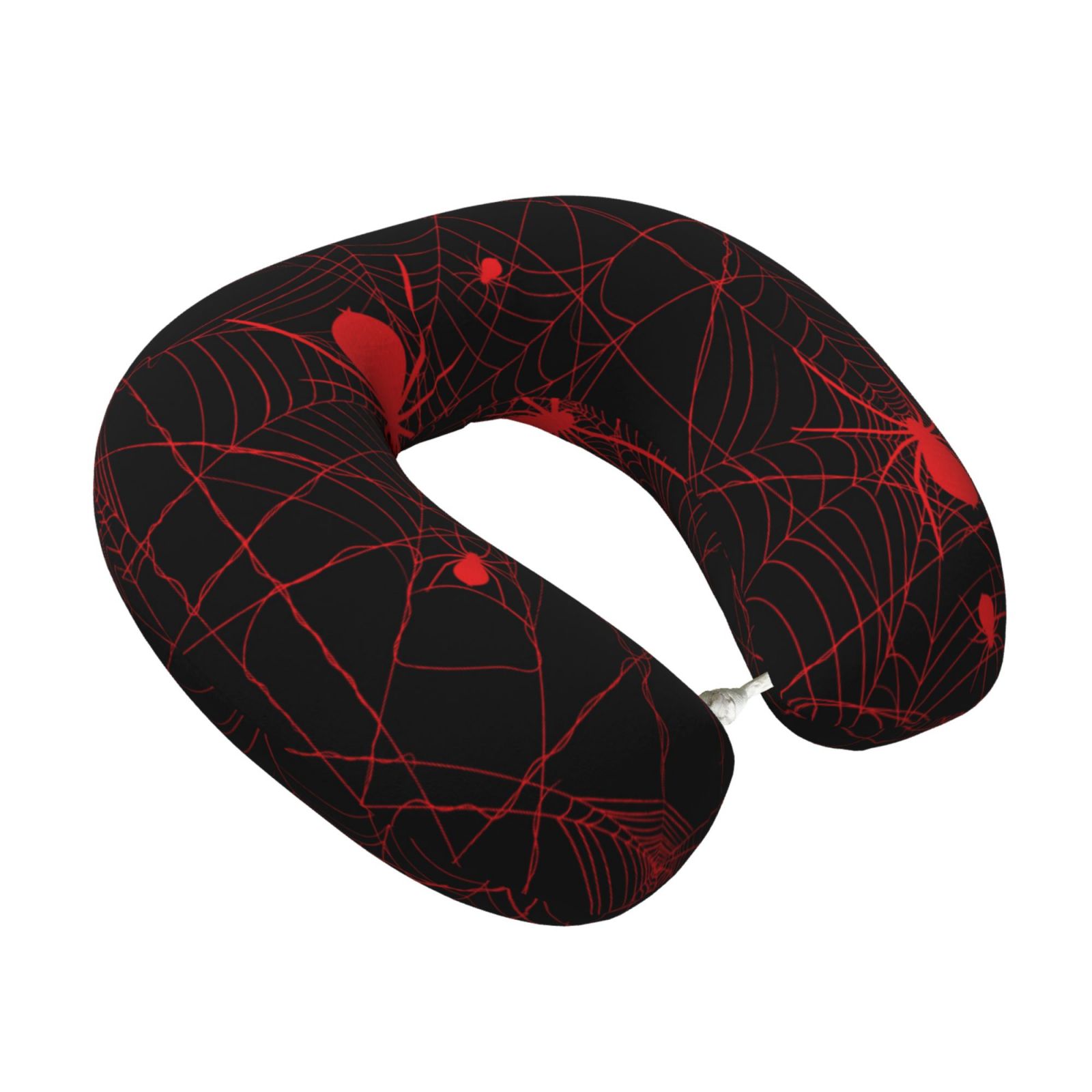 Xecao Red Spider On The Web Print Memory Foam Cervical Neck Pillow Versatile U-Shaped Pillows for Home,Office,Camping,Travelling,Soft Washable Cover