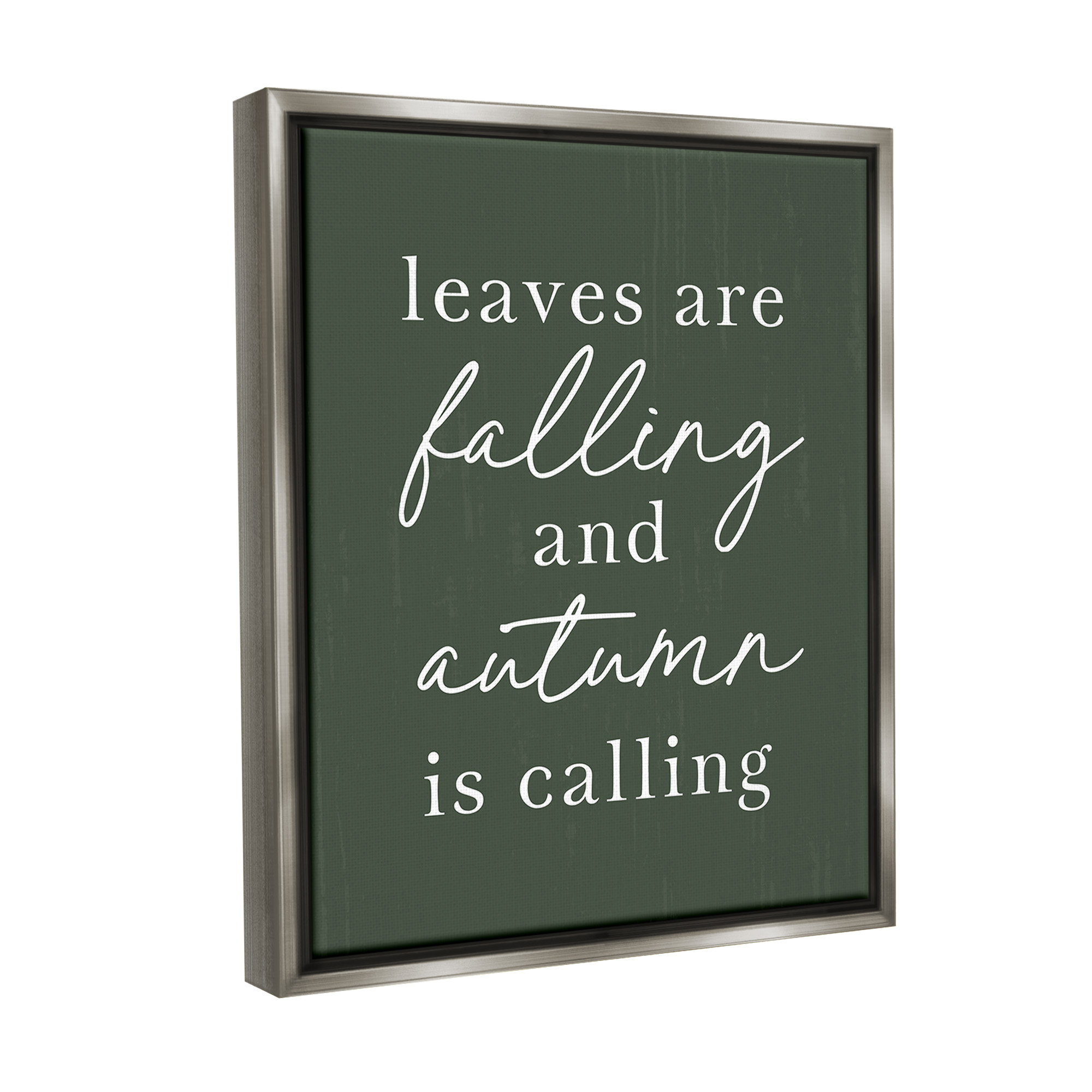 Stupell Industries Leaves Are Falling Holiday Painting Gray Floater Framed Canvas Art Print Wall Art, 25 x 31