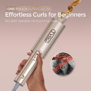 TYMO CurlPro Plus Automatic Rotating Curling Iron, Long Barrel Curling Wand for Long Hair, Anti-Scald, Tangle-Free, 600M Ionic, Dual Voltage, Gold, 1 Inch