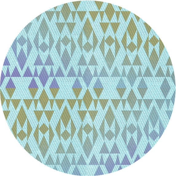 Ahgly Company Indoor Round Patterned Blue Lagoon Blue Area Rugs, 4' Round