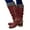 Red, variant on Women's Slouchy Knee High Boots Low Heel Comfortable Tall Calf Flat Riding Combat Booties