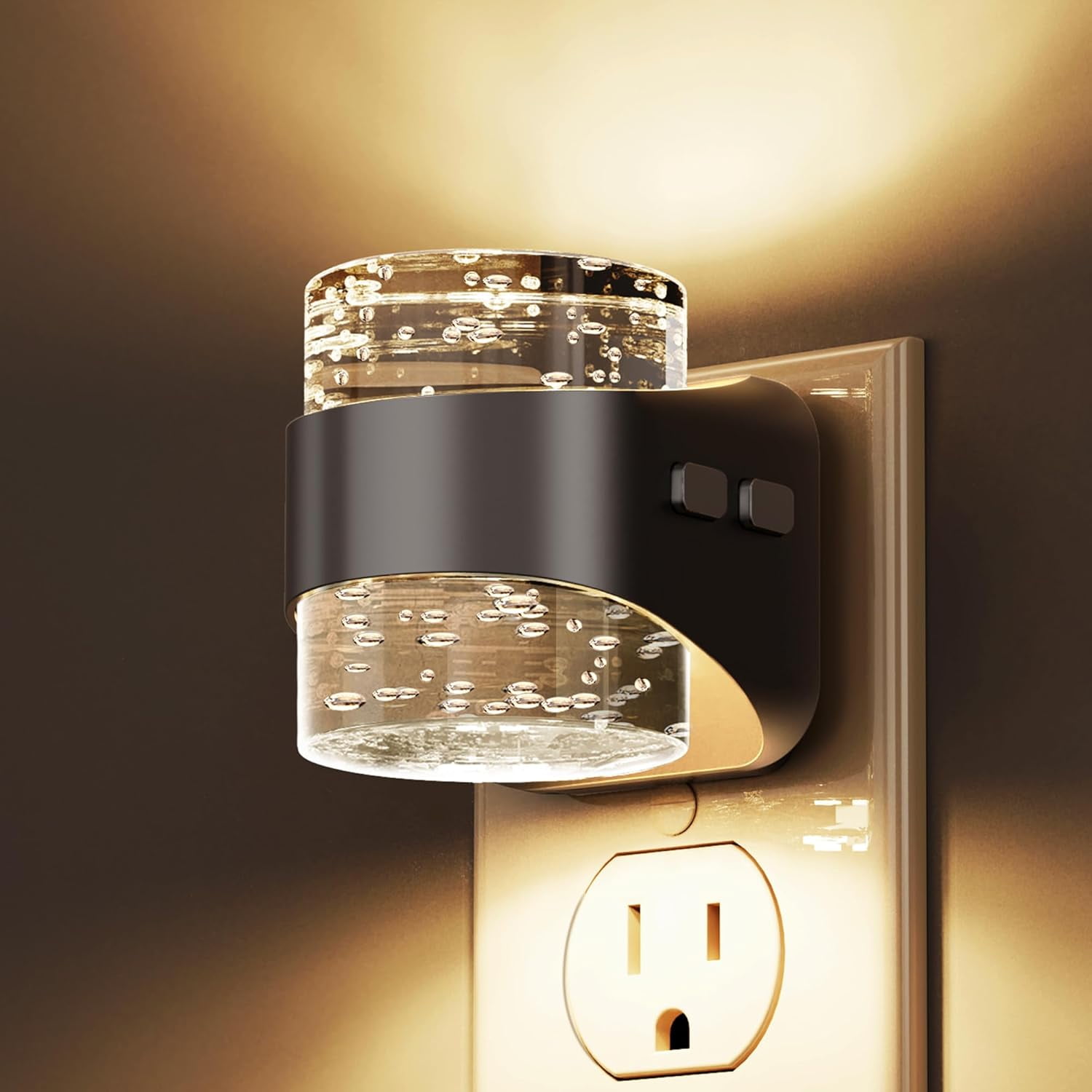RGHJAR-Night Light, 3000K Bubble Night Lights Plug into Wall, Acrylic Night Lights with Dusk-to-Dawn Sensor, Adjustable Brightness,Soft White Plug in Nightlights for Rooms Bathroom Hallway
