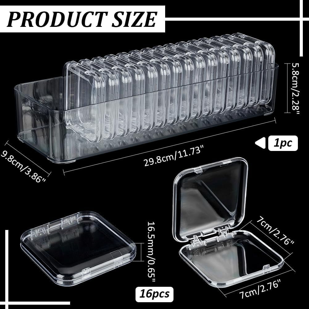 16PCS Acrylic Storage Cases 2.8x2.8 Inch Mini Clear Bead Storage Containers Beading Organizer Box Jewelry Storage Boxes Transparent Boxes