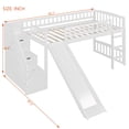 thumbnail image 2 of Harper & Bright Designs Twin Size Loft Bed Frame with Slide and Stairs, WoodLow Loft Bed Frame with Slide and Drawers, White, 2 of 14