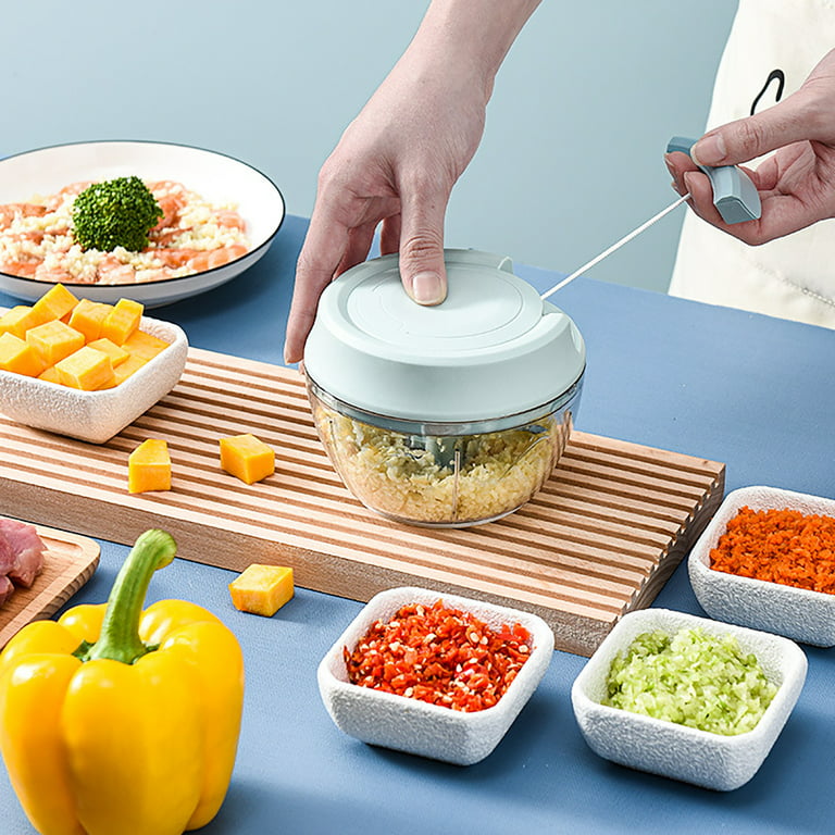 Manual Food Chopper Vegetable Processor, Hand Pull String Garlic