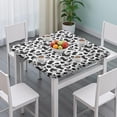 thumbnail image 3 of Black White Cow Pattern Square Fitted Tablecloth with Elastic Edge,Square Table Cover,Washable Elastic Table Cover for Home Kitchen Party Decor 34"x34", 3 of 6