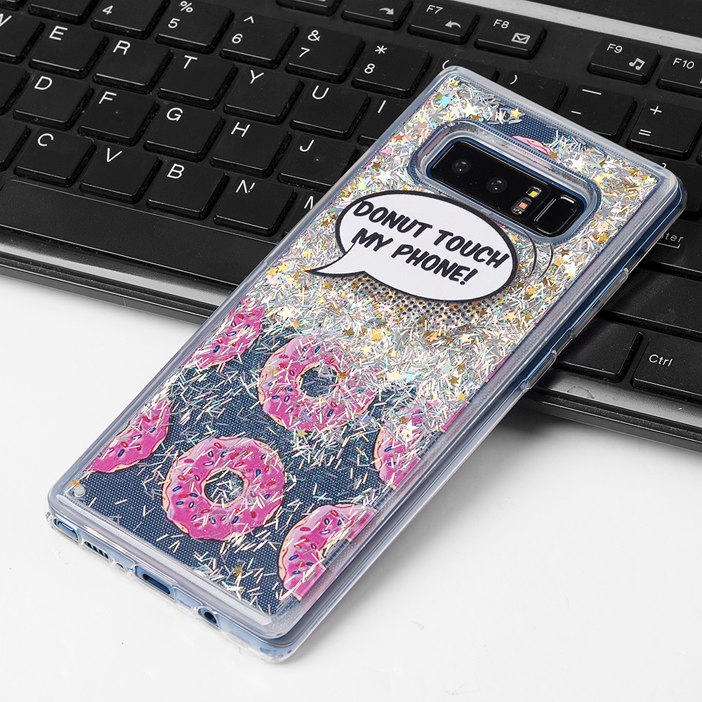 SUMACLIFE Sparkling Waterfall "Donut Touch my Phone!" Phone Case for Samsung Galaxy Note 8 (Exact Perfect Fit)