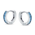 thumbnail image 2 of Bling Jewelry Womens Tiny CZ Channel Set Aqua Huggie Mini Hoop Earrings Sterling Silver, 2 of 7