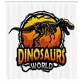 thumbnail image 3 of Ambesonne Dinosaur Shower Curtain, Dino World Scary Beast, 69"Wx70"L, Orange Yellow Grey, 3 of 3