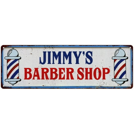 Jimmy S Barber Shop Hair Salon Personalized Metal Sign Retro 6x18
