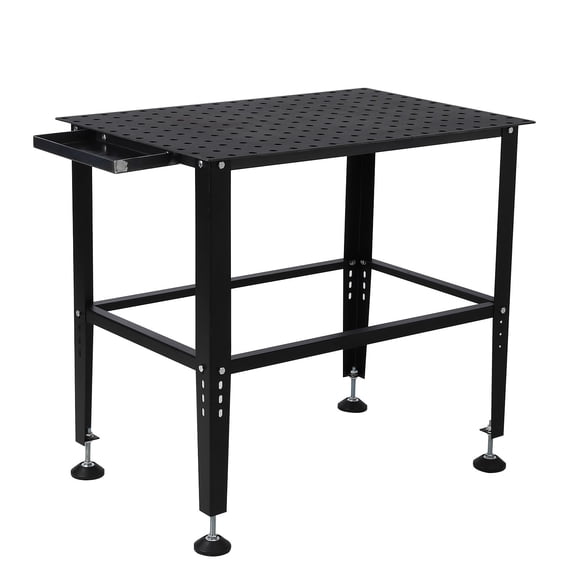 QinaQin Welding Table, 36 x 24 Inch Heavy Duty Steel Workbench with Adjustable Legs and Tool Holes for Fabrication