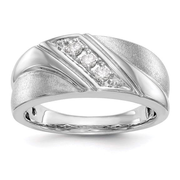 14K White Gold Ring Band Lab Grown Diamond SI1 SI2, G H I, Men's , Size 6