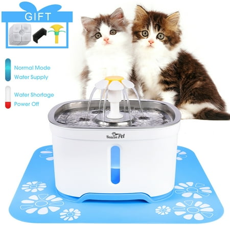 BeaconPet Flower Fountain 16 L Plastic Pet Water Fountain with Charcoal Filter & AC Adapter