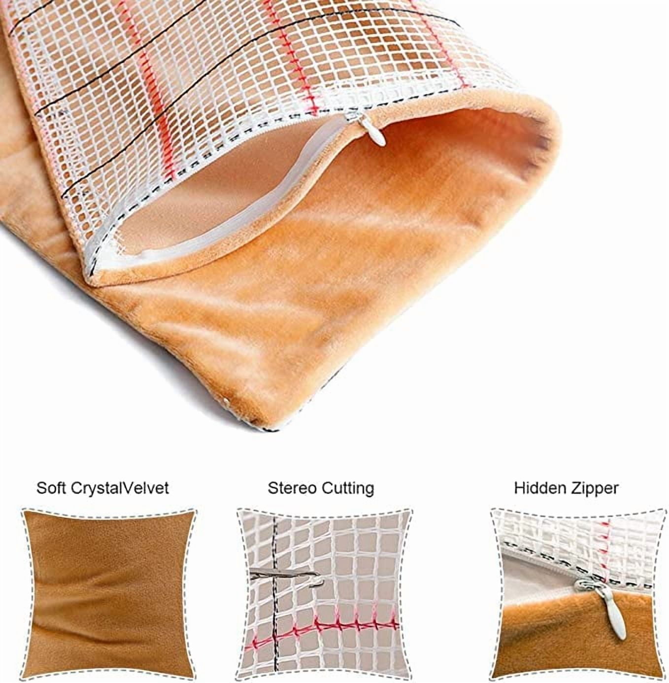 Deer Red Latch Hook Christmas Pillow Kits for Adults and Starter DIY Cushion Cross Stitch Latch Hook Rug Kits Crochet Yarn Kits Needlework Crafts 17'' X 17''