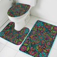 thumbnail image 4 of Abstract Flowers Bathroom Rugs Set Retro Abstract Blue Pink Orange Floral Leaf Blue Non Slip Absorbent Soft Bath Mats 3 Piece Set with Bathroom Rug, U-Shaped Floor Mat, Toilet Seat Cover Small Size, 4 of 9